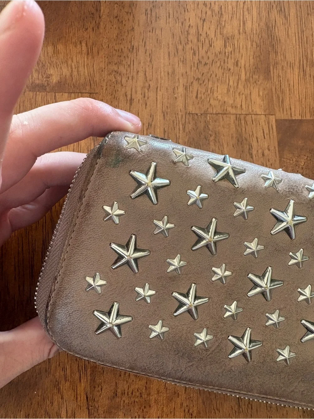 Jimmy choo Studded Star Zip Wallet - tan brown